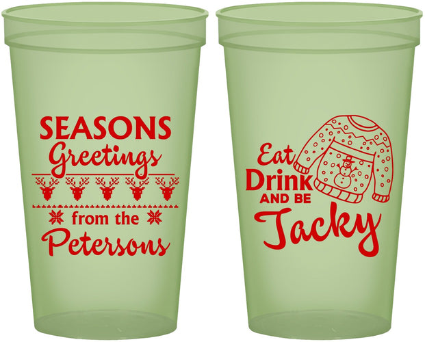 Custom Christmas 22 oz Glow In The Dark Cups - Eat Drink Be Jacky | 280016