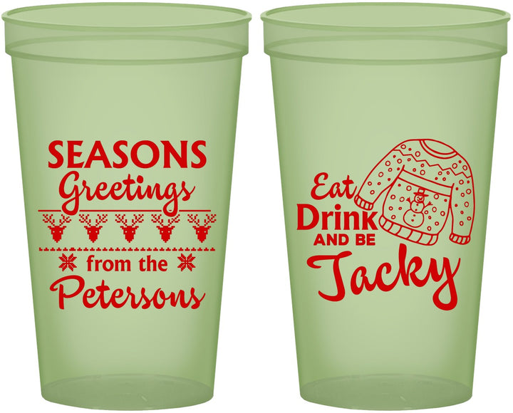 Custom Christmas 22 oz Glow In The Dark Cups - Eat Drink Be Jacky | 280016
