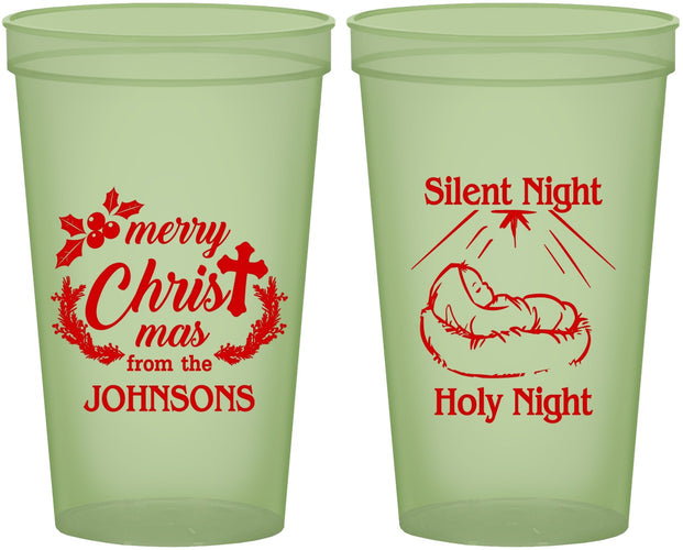 Custom Christmas 22 oz Glow In The Dark Cups - Silent Night Holy Night | 280018