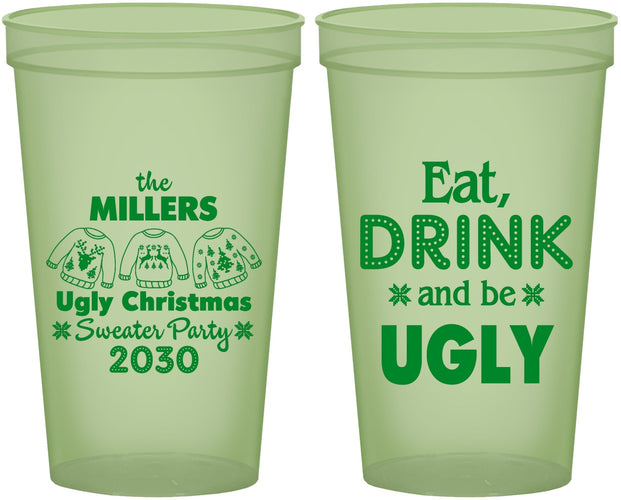 Custom Christmas 22 oz Glow In The Dark Cups - Ugly Sweater | 280023