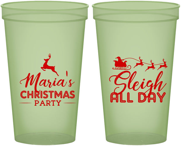 Custom Christmas 22 oz Glow In The Dark Cups - Sleigh All Day | 280030