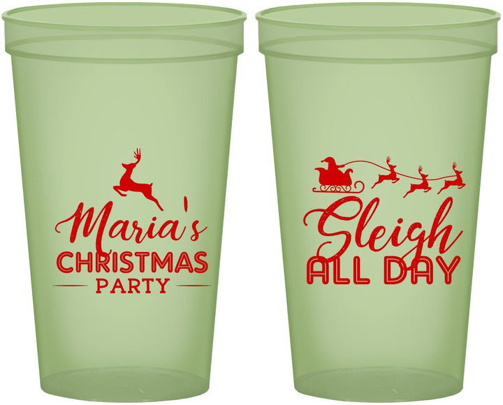 Custom Christmas 22 oz Glow In The Dark Cups - Sleigh All Day | 280030