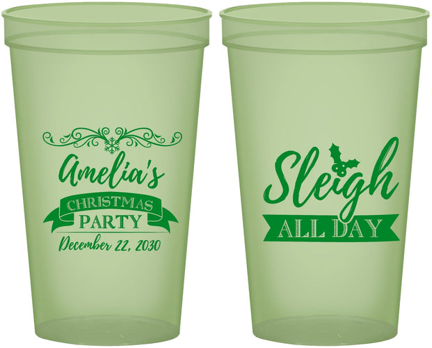Custom Christmas 22 oz Glow In The Dark Cups - Sleigh All Day | 280031