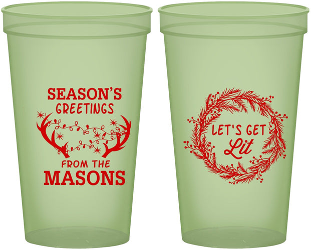 Custom Christmas 22 oz Glow In The Dark Cups - Lets Get Lit | 280032