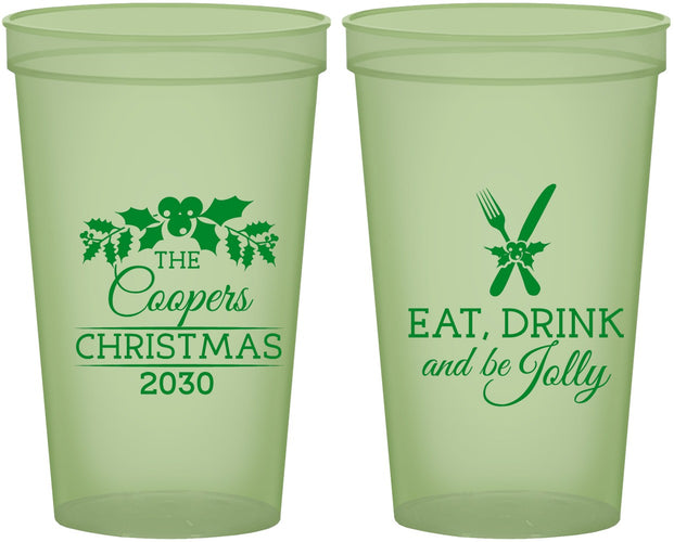Custom Christmas 22 oz Glow In The Dark Cups - Eat Drink And Be Jolly | 280033
