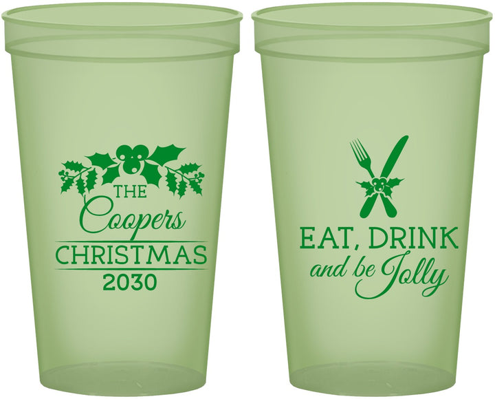 Custom Christmas 22 oz Glow In The Dark Cups - Eat Drink And Be Jolly | 280033