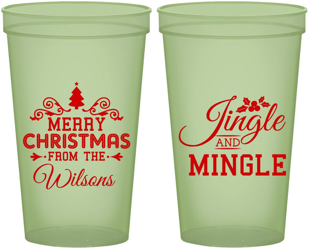 Custom Christmas 22 oz Glow In The Dark Cups - Jingle And Mingle | 280034