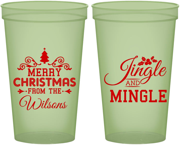 Custom Christmas 22 oz Glow In The Dark Cups - Jingle And Mingle | 280034