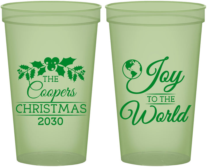 Custom Christmas 22 oz Glow In The Dark Cups - Joy To The World | 280035