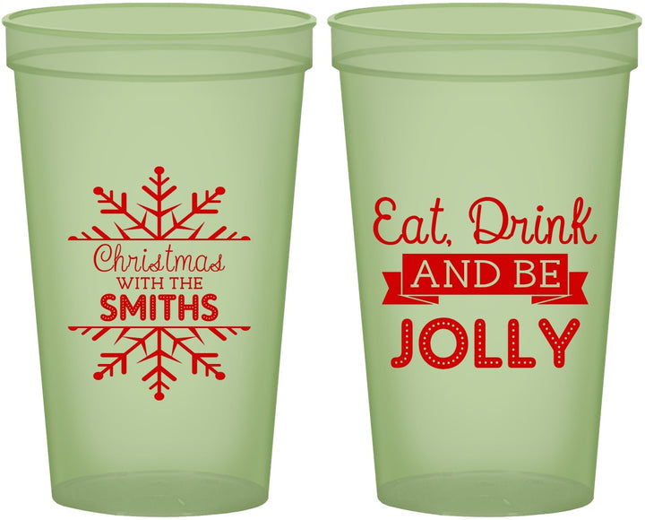 Custom Christmas 22 oz Glow In The Dark Cups - Eat Drink Jolly | 280040