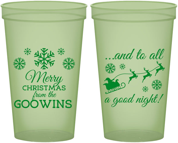 Custom Christmas 22 oz Glow In The Dark Cups - To All A Good Night | 280041