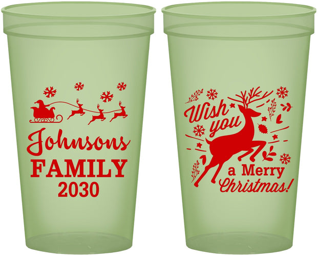 Custom Christmas 22 oz Glow In The Dark Cups - Reindeer | 280044