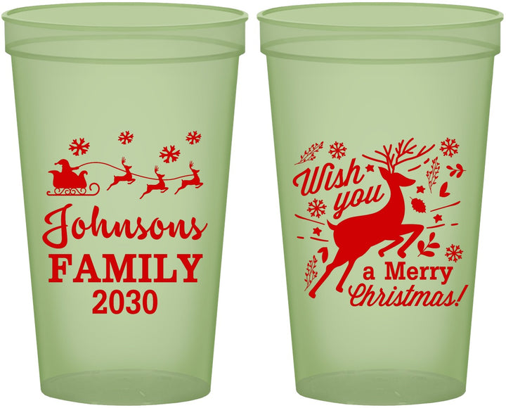 Custom Christmas 22 oz Glow In The Dark Cups - Reindeer | 280044