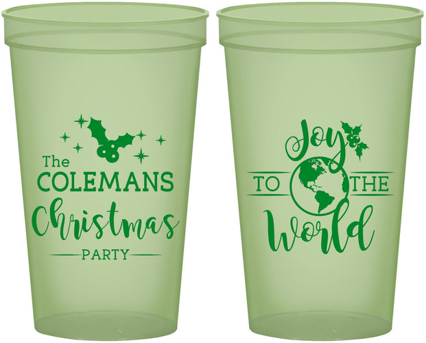 Custom Christmas 22 oz Glow In The Dark Cups - Joy To The World | 280045
