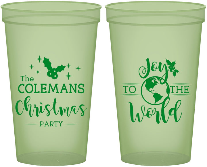 Custom Christmas 22 oz Glow In The Dark Cups - Joy To The World | 280045