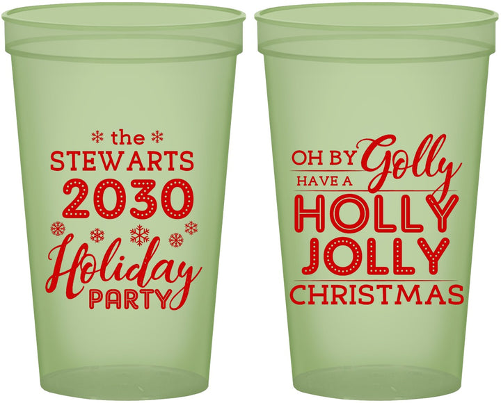 Custom Christmas 22 oz Glow In The Dark Cups - Holly Jolly | 280046