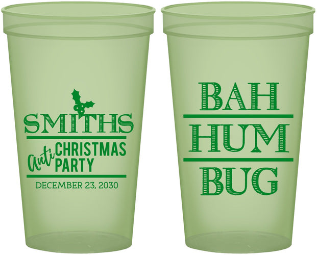 Custom Christmas 22 oz Glow In The Dark Cups - Bah Hum Bug | 280057
