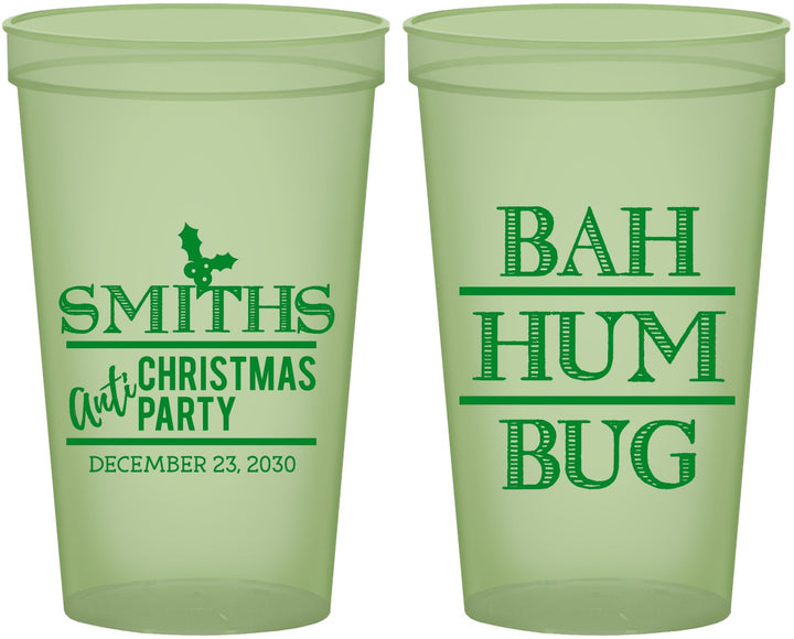 Custom Christmas 22 oz Glow In The Dark Cups - Bah Hum Bug | 280057