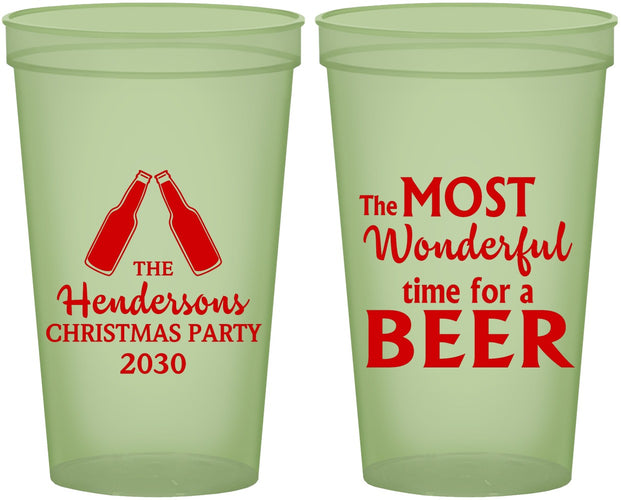 Custom Christmas 22 oz Glow In The Dark Cups - Wonderful Time For A Beer | 280064