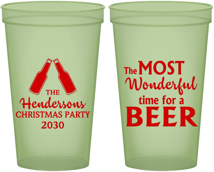 Custom Christmas 22 oz Glow In The Dark Cups - Wonderful Time For A Beer | 280064