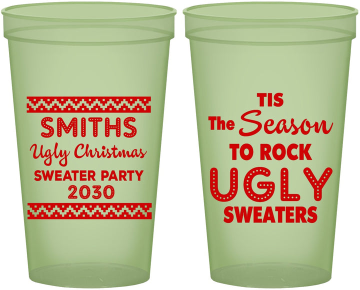 Custom Christmas 22 oz Glow In The Dark Cups - Ugly Sweater | 280080