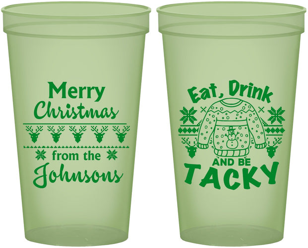 Custom Christmas 22 oz Glow In The Dark Cups - Eat Drink Tacky | 280081