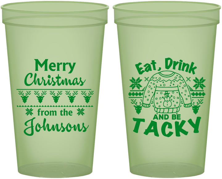 Custom Christmas 22 oz Glow In The Dark Cups - Eat Drink Tacky | 280081