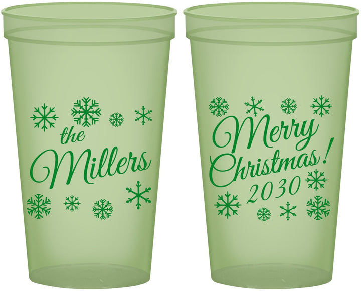 Custom Christmas 22 oz Glow In The Dark Cups - Snowflakes | 280089