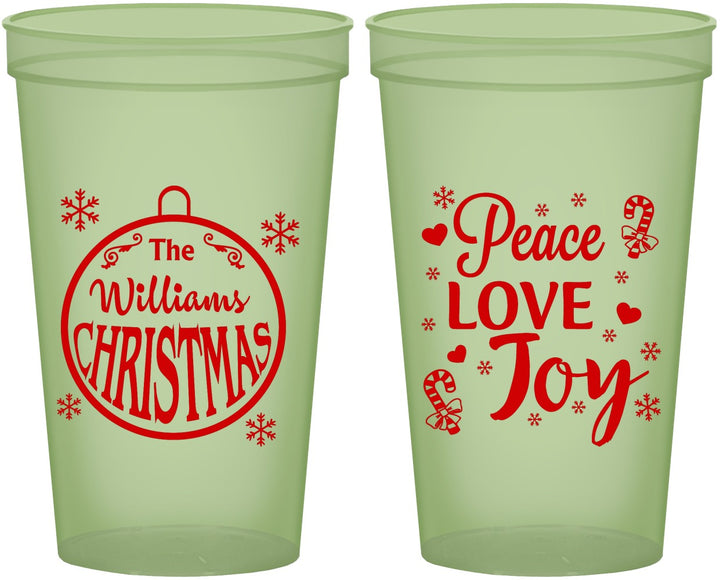 Custom Christmas 22 oz Glow In The Dark Cups - Peace Joy Love | 280094