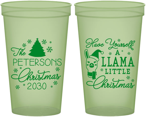 Custom Christmas 22 oz Glow In The Dark Cups - Llama | 280095