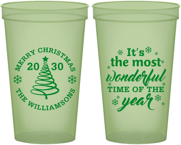 Custom Christmas 22 oz Glow In The Dark Cups - Wonderful Time For A Beer | 280099