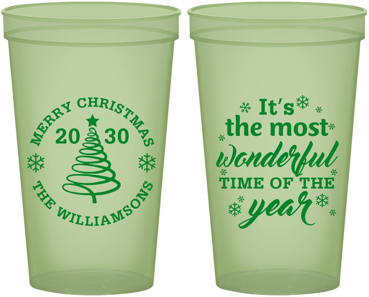 Custom Christmas 22 oz Glow In The Dark Cups - Wonderful Time For A Beer | 280099