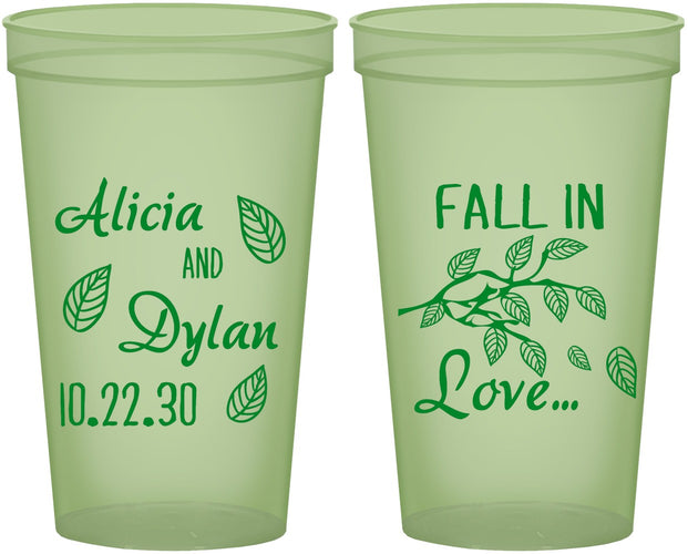 Custom Wedding 22 oz Glow In The Dark Cups - Fall In Love | 283
