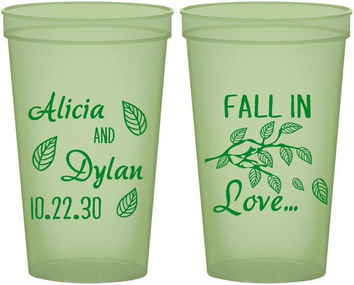 Custom Wedding 22 oz Glow In The Dark Cups - Fall In Love | 283