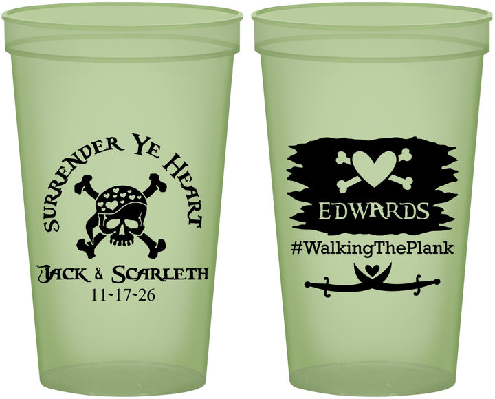 Custom Wedding 22 oz Glow In The Dark Cups - Pirate | 286