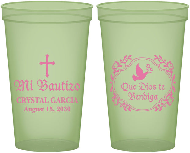 Custom Baptism 22 oz Glow In The Dark Cups - Mi Bautizo | 290000