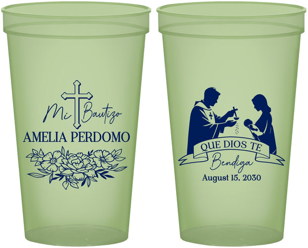 Custom Baptism 22 oz Glow In The Dark Cups - Mi Bautizo | 290001