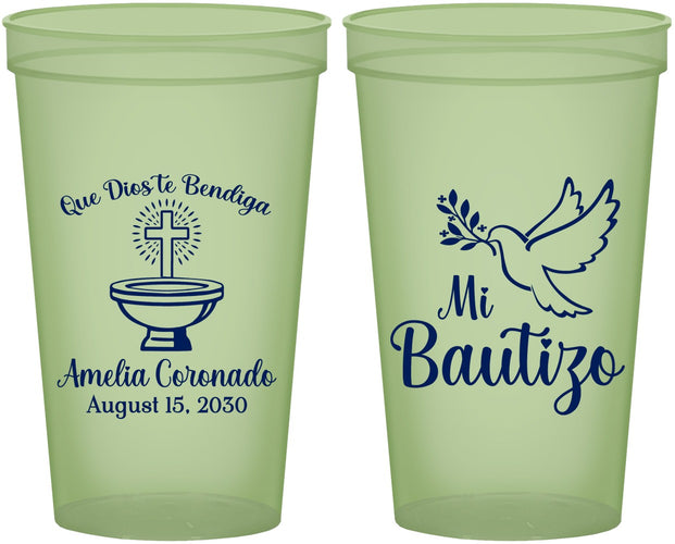 Custom Baptism 22 oz Glow In The Dark Cups - Mi Bautizo | 290003