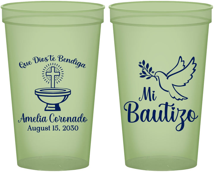 Custom Baptism 22 oz Glow In The Dark Cups - Mi Bautizo | 290003