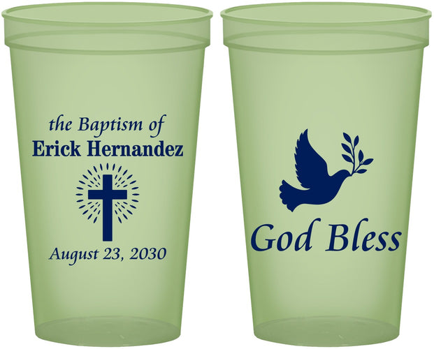 Custom Baptism 22 oz Glow In The Dark Cups - God Bless | 290005