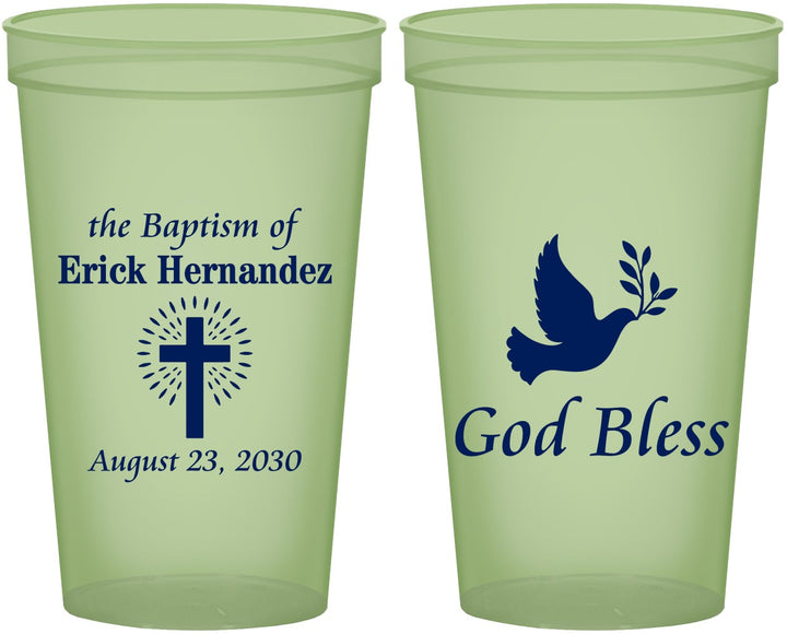 Custom Baptism 22 oz Glow In The Dark Cups - God Bless | 290005