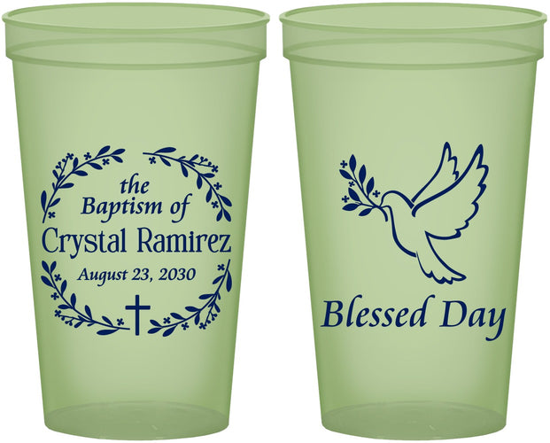 Custom Baptism 22 oz Glow In The Dark Cups - Blessed Day | 290006