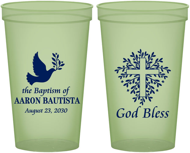 Custom Baptism 22 oz Glow In The Dark Cups - God Bless | 290007