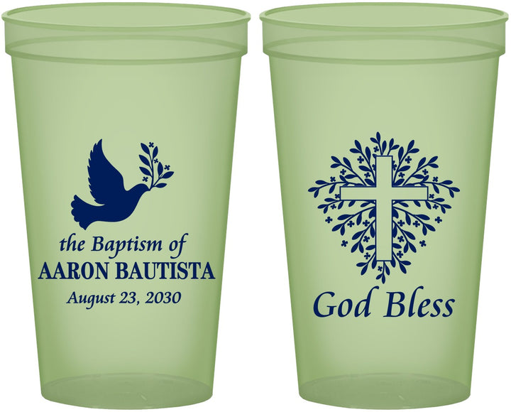 Custom Baptism 22 oz Glow In The Dark Cups - God Bless | 290007