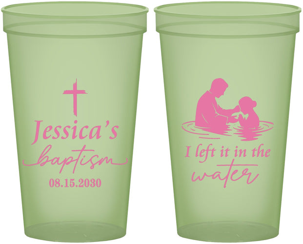 Custom Baptism 22 oz Glow In The Dark Cups - I Left It In The Water | 290008