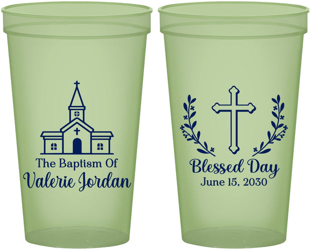 Custom Baptism 22 oz Glow In The Dark Cups - Blessed Day | 290009