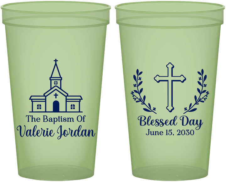 Custom Baptism 22 oz Glow In The Dark Cups - Blessed Day | 290009