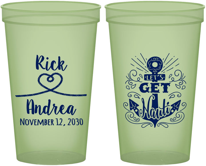 Custom Wedding 22 oz Glow In The Dark Cups - Lets Get Nauti | 292