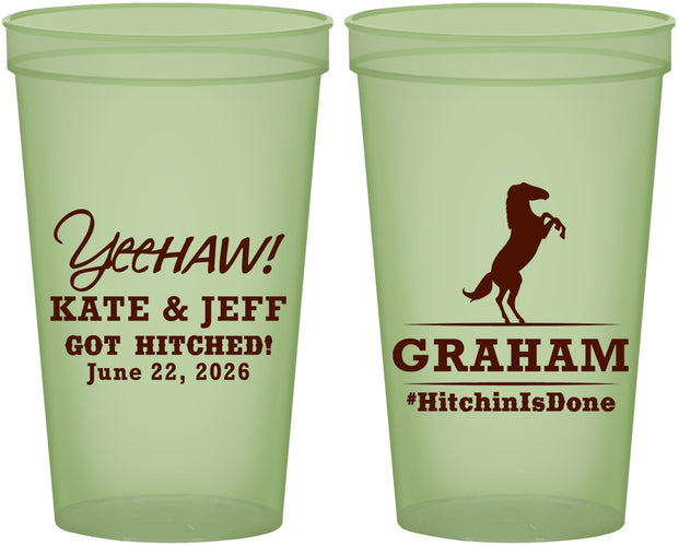 Custom Wedding 22 oz Glow In The Dark Cups - Got Hitched | 296