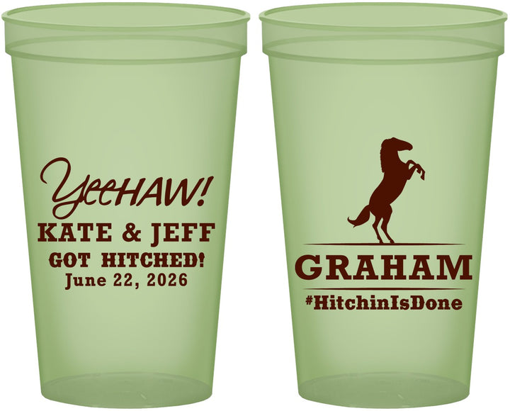Custom Wedding 22 oz Glow In The Dark Cups - Got Hitched | 296